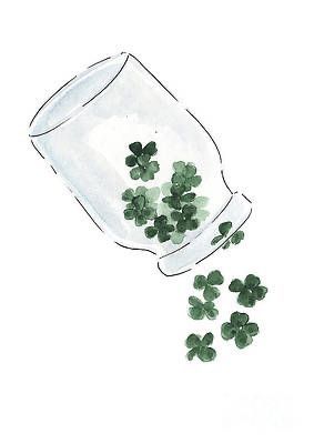 Four Leaf Clover Aesthetic, Clover Aesthetic, St Patricks Day Wallpaper, Lucky Leaf, Lucky Symbols, Minimalist Drawing, Diy Watercolor Painting, March 17th, 수채화 그림