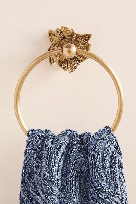 Melody Towel Ring | Anthropologie (US) Bath Tray, Penny Round, Anthropologie Uk, The Melody, Towel Ring, Bhldn Weddings, Towel Rings, Green Bathroom, Towel Hooks