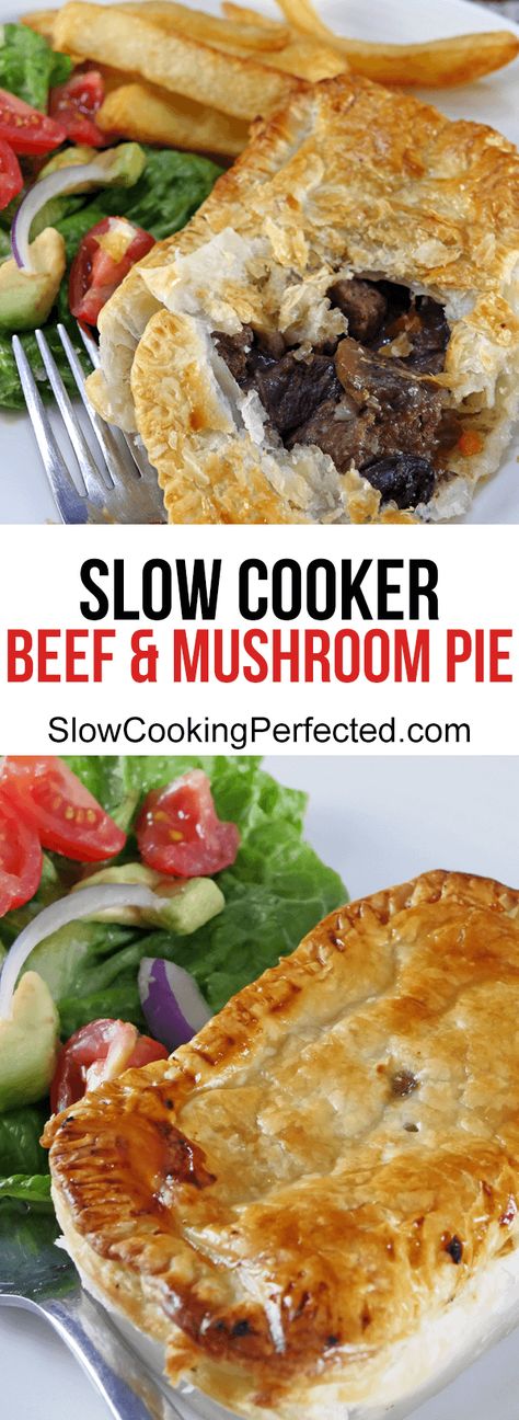 Meat Pie Filling, Beef And Mushroom Recipe, Beef And Mushroom Pie, Steak And Mushroom Pie, Beef Pies, Mushroom Pie, Slow Cooked Meat, Pies Maker, Filling Food