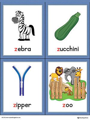 Letter Z Words and Pictures Printable Cards: Zebra, Zucchini, Zipper, Zoo (Color) Worksheet.The Letter Z Words and Pictures Printable Cards can be used for flashcards, various games, and help your student associate unfamiliar words with a picture. Colorful picture cards for the words: zebra, zucchini, zipper, and zoo. Z Words, Alphabet Word Wall Cards, Alphabet Word Wall, Jolly Phonics Activities, Montessori Activities Preschool, Reading Comprehension For Kids, Phonics Flashcards, Vocabulary Flash Cards, Kindergarten Reading Activities