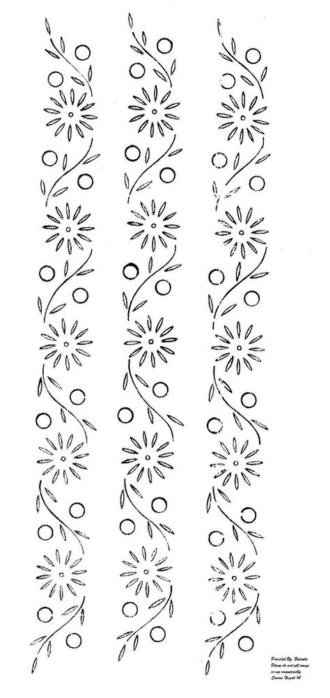 Floral Border Design Drawing, Embroidery Border Patterns, Embroidery Design Outline, Embroidery Stencils, Flower Stencil Patterns, Denim Jacket Embroidery, Felt Earrings, Design Outline, Bookmark Pattern