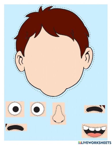 Build A Face Printable, Part Of Body For Kids, Same Different Activities Preschool, Body Parts For Kids Activities, Printable Face Parts, Parts Of The Body For Kids Activities, My Body Activities For Preschoolers, Body Parts Worksheet, My Body Parts