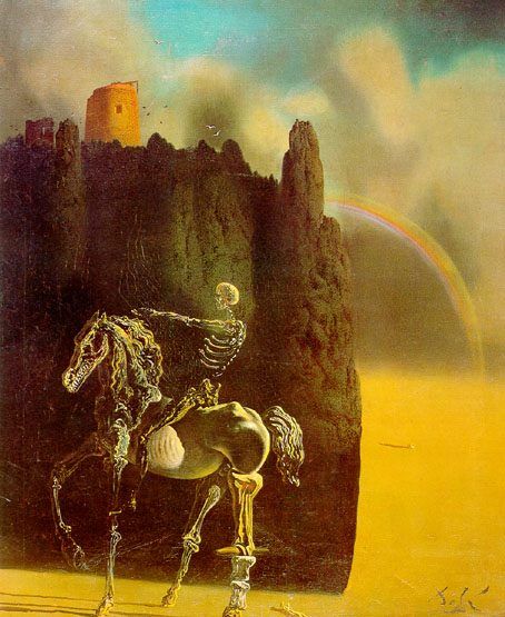 Dali's Skeleton On a Skeleton Horse. Beautiful. The Horseman, Salvador Dali Paintings, Salvador Dali Art, Dali Paintings, Dali Art, Alberto Giacometti, Rene Magritte, Salvador Dali, Pablo Picasso