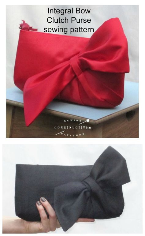 Diy Sac Pochette, Sewing Pattern Bag, Hand Bags Ideas, Pochette Diy, Clutch Bag Pattern, Purse Sewing, Purse Sewing Patterns, Bag Sewing Pattern, Bow Clutch