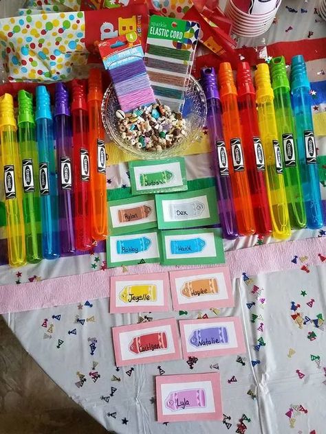 Matilda Party Favors, Crayola Theme Party, Crayola Party Favors, Crayola Birthday Party Ideas, Crayola Party Ideas, Crayola Themed Birthday Party, Crayola Birthday Party Decorations, Color Crew Birthday Party, Color Party Decorations For Adults