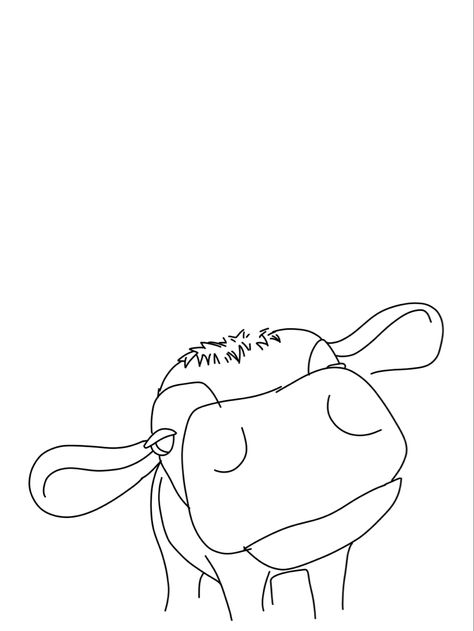 One Line Cow Drawing, One Line Pig Tattoo, Hereford Tattoo, Simple Western Doodles, Highland Cow Outline Tattoo, Dainty Cow Tattoo, Cow Tattoo Small Simple, Simple Cow Tattoo, Western Drawings Easy