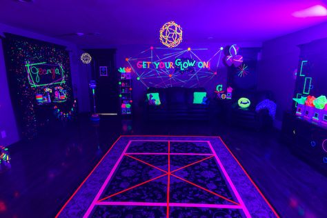 Glow in the Dark Dance Floor from a Glow Dance Birthday Party on Kara's Party Ideas | KarasPartyIdeas.com (50) Glow In The Dark Dance, Glow Dance, Dance Birthday Party, Black Light Party, Birthday Dance, Glow Stick Party, Glow In Dark Party, Dance Party Birthday, Neon Birthday Party