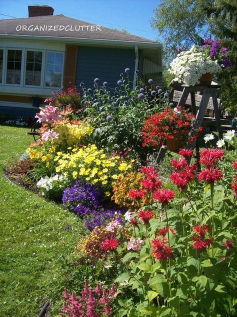 Annuals, Perennials, & Junk Garden Border www.organizedclutterqueen.blogspot.com Front Yard Flowers, Sun Perennials, Garden Junk, Garden Show, Perennial Garden, Bed Ideas, Flower Bed, Yard Ideas, Dream Garden