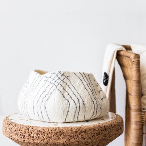 Wool Basket, Felted Basket, Felted Bowls, Bolga Basket, Air Dry Clay Projects, African Decor, Felted Scarves, Love Natural, Hand Felted