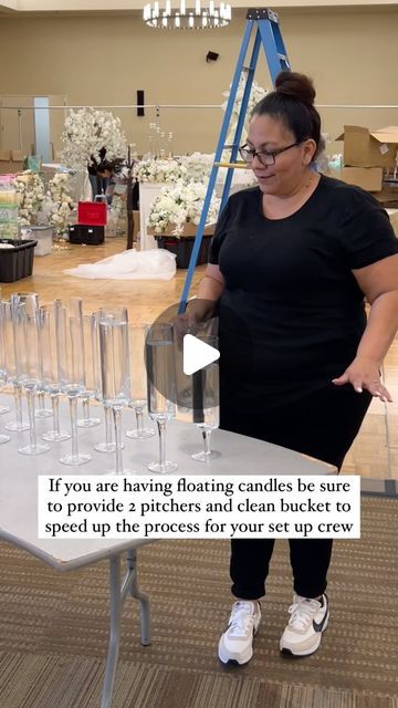 California Wedding Coordinator on Instagram: "Floating candle set you can be a tedious task for your hired setup crews/support team.  Here are some tips to help speed up the process  Unbox all vessels on an empty clean table  Prepare all the floating candles  Fill a bucket with clean water and bring near the candle station  Use pitchers that fit inside the bucket to fill the vessels  Carefully transport water filled vessels to designated tables  Load floating candle with the WICK UP ⬆️  Happy Planning/Happy Coordinating!" Floating Candles Wedding Centerpieces, Your Hired, Fill A Bucket, Floating Candle Centerpieces Wedding, Floating Candles Wedding, Clean Table, Floating Candle Centerpieces, Candle Wedding Centerpieces, Bucket Filling