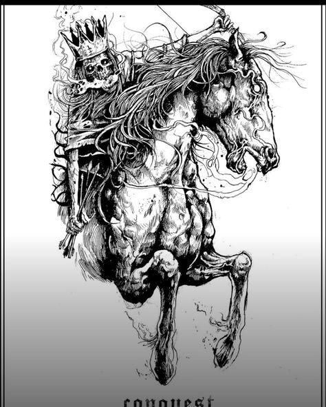 Pestilence Horseman, Four Horseman, Horse Skull, Comic Art Girls, Four Horsemen, Abstract Tattoo, Korean Art, Tattoo Design Drawings, Colorful Drawings