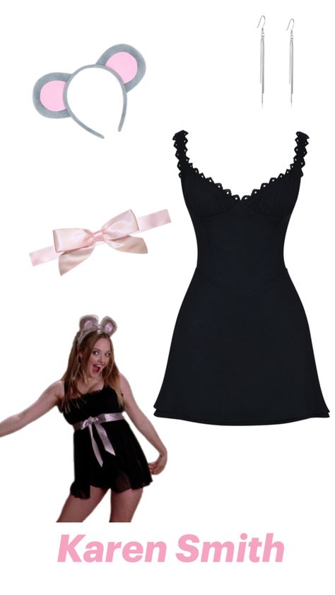 Karen smith mouse Halloween costume Karen Halloween Costume Mouse, Karen Mouse Costume, Karen Smith Mouse, Cutesy Costumes, Halloween Costume With Black Dress, Mouse Costume Women, Quick Easy Halloween Costumes For Women, Karen Smith Halloween Costume, 00s Costume