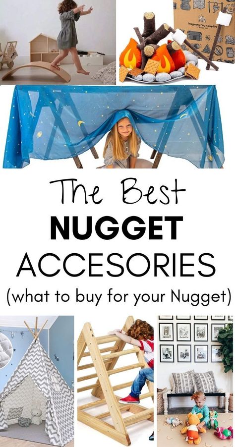 Nugget Couch Accessories: Here are our picks for the best Nugget accessories that will really enhance playtime with the Nugget! Check it out. Nugget Tent Build, Nugget Couch Accessories, Nugget Accessories, Nugget Couch Obstacle Course, Nugget Activities, Fort Accessories, Nugget Couch Ideas, Nugget Creations, Nugget Configurations