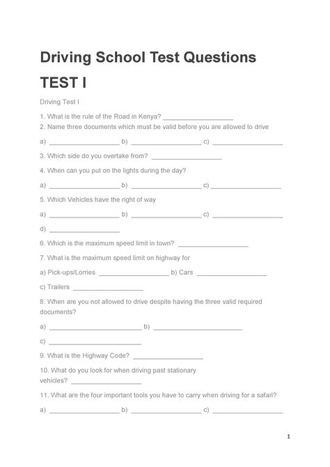 Kenya Driving Test Questions and Answers - Driving School Test Questions TEST I Driving Test I What - Studocu Driving Test Questions, Winter Arch, School Questions, Regulatory Signs, School Test, Forklift Training, Lit Meaning, School Testing, Vehicle Inspection