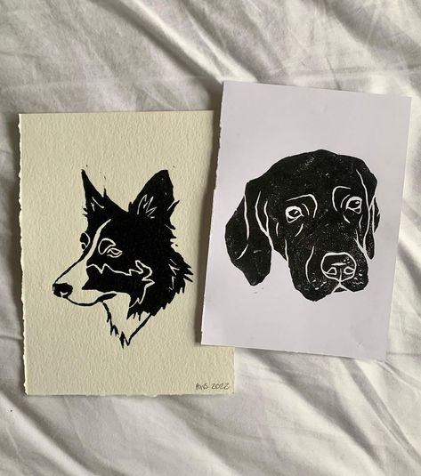 Dog Block Print, Mini Lino Print, Dog Lino Print, Dog Linocut, Linoleum Carving, Linoleum Printmaking, Inktober 2024, Mini Chair, Lino Prints