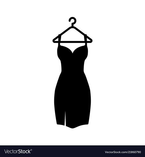 Black dress on a hanger icon Royalty Free Vector Image Black Dress Illustration, Dress On Hanger, Dress Vector, Perfume Logo, Shadow Photos, Line Art Design, Instagram Highlight Icons, New Outfits, Sleeveless Formal Dress