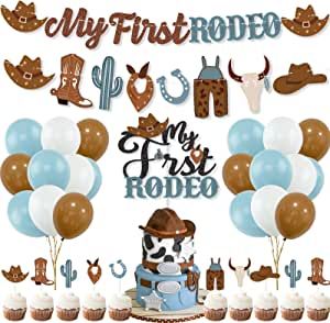 Baby Boy First Birthday Cowboy Theme, My First Rodeo Birthday Boy Centerpieces, First Rodeo Birthday Party Cowboy Hats, My First Rodeo Birthday Sign, My First Rodeo Birthday Party, Cowboy Birthday Party Decorations, First Rodeo Birthday Party, My First Rodeo Birthday, Cowboy Party Decorations