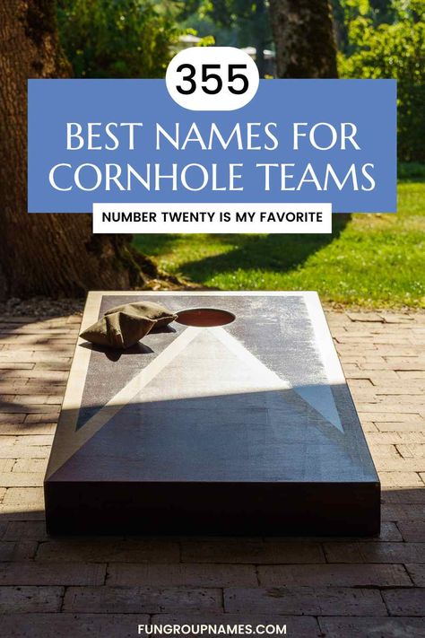 Explore over 355 cornhole team names in our ultimate guide! Find funny, competitive, and unique ideas to name your cornhole team. Cornhole Team Names, Fun Team Names, Cornhole Tournament, Traditional Names, Funny Couples, Cornhole Boards, Team Names, Cool Names