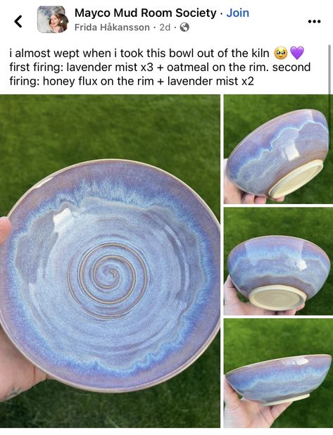 Lavender Mist Glaze, Lavender Mist, Amaco Glazes, Ceramic Glaze Recipes, Scrap Fabric Crafts, Garden Pottery, Pottery Dishes, Glaze Ceramics, Functional Pottery