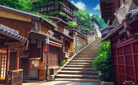 ArtStation - KYOTO _ BACKGROUND JAPAN. Genshin Impact Teapot, Japan Village, Anime Bg, Architecture Series, Fantasy Village, Japanese Village, Studio Ghibli Background, Gacha Background, Environment Reference