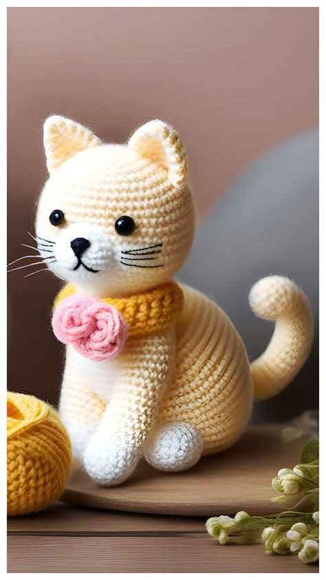 Yarn Diy Projects, Kat Haken, Crochet Star Patterns, Crochet Cat Toys, Crochet Toys Free Patterns, Diy Amigurumi, Crochet Dog Patterns, Crochet Cat Pattern, Cat Crochet