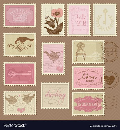 Wedding Design Invitation, Wedding Postage Stamps, Postage Stamp Design, طابع بريدي, Design Invitation, Vintage Postage Stamps, Letter Stamps, Vintage Postage, Love Stamps