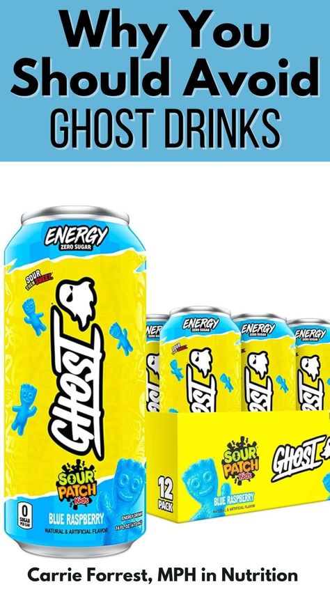 In this blog post, I'll review whether Ghost Energy Drinks are healthy. I'll also discuss this product's nutrition pros and cons and suggest some better options. For most people, Ghost Energy cannot be considered health-promoting, and may even have health risks. Clean Eating Basics, Homemade Energy Drink, Southwest Chicken Salad, Healthy Energy Drinks, Veggie Juice, Flavored Sugar, Sour Patch Kids, Sour Patch, Packaged Food