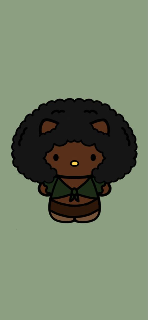 Black afro hello kitty with earthy clothing Afro Hello Kitty, Earthy Clothing, Art Hello Kitty, Cute Earth, Hello Kitty Wallpaper Hd, Black Afro, Retro Wallpaper Iphone, Kitty Art, Kitty Drawing