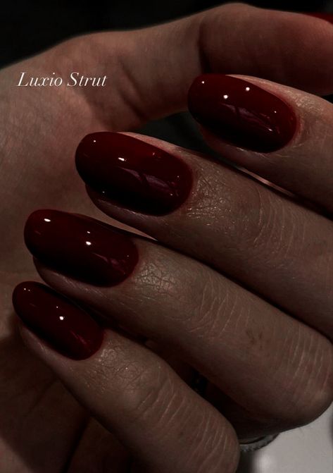 Dark Red Christmas Nails Short, Almond Nails Dark Red, Nails Deep Red, Red Nails Short, Wine Red Nails, Dark Red Nails, Wine Nails, Short Almond Nails, Red Christmas Nails