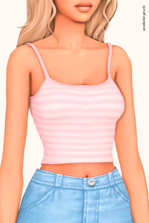 31+ Cute Sims 4 Crop Tops CC (Lookbook + Links to Download) - Aesthetic Pixelz Sims 4 Cc Female Tank Top, Tank Tops Sims 4 Cc, Ts4 Tank Top, Sims 4 Tank Top Maxis Match, Sims 4 Cc Striped Shirt, Sims 4 Striped Shirt, Sims 4 Shirt Cc Female, Sims 4 Shirts Cc Patreon, Sims 4 Cc Tops Shirts