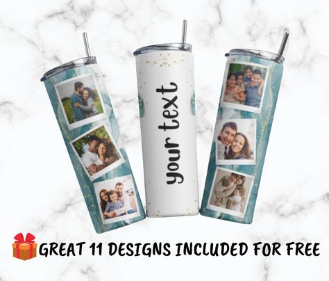 Photo Collage Tumbler, Collage Tumbler, Pictures Collage, Unique Photo Frames, Custom Birthday Invitations, Glitter Frame, Glitter Photo, Tumbler Photos, Purple Halloween