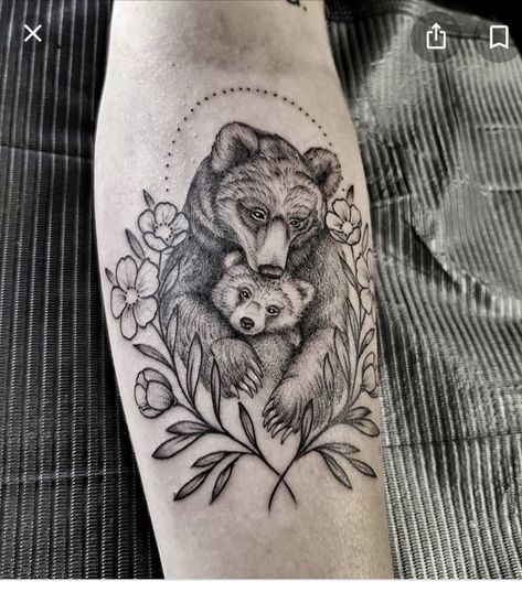 Feminine Bear Tattoo For Women, Mom Bear Tattoo, Papa Bear Tattoo, Momma Bear Tattoo, Bear Tattoos For Men, Mama Bear Tattoo, Baby Bear Tattoo, Black Bear Tattoo, Mutterschaft Tattoos