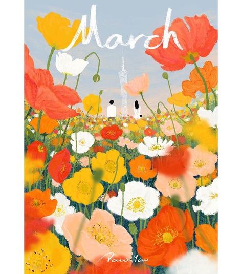 March Illustration, 귀여운 음식 그림, Seasons Art, Pretty Drawings, Learn Art, Flower Illustration, Cute Illustration, Drawing Art, Oil Pastel