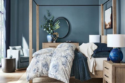 If You Love Pottery Barn, This New Sherwin-Williams Color Palette Is for You Bedroom Moodboard, No Closet Solutions, Always Kiss Me Goodnight, Sherwin Williams Colors, Inspire Me Home Decor, Small Space Solutions, Canopy Bed, Blue Bedroom, Pottery Barn Teen