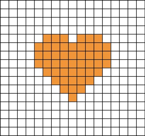 A pixel art template of the orange cartoon heart, without the shading and outline.

The orange heart is "commonly used to represent love, support, close bonds, and admiration for things that have some relation to the colour orange, from the season of fall to sports teams that use orange." Pixel Art Orange, Orange Pixel Art, Heart Pixel Art, Orange Heart, Perler Art, Drawing Sketches, Pixel Art, Orange Color, Sketch