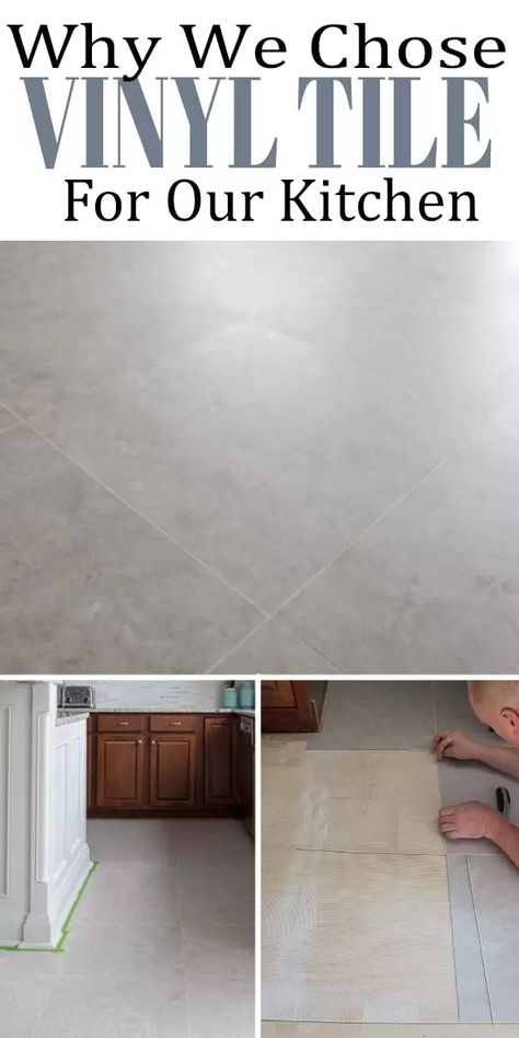 Luxury Vinyl Tile was perfect for our DIY tile installation project in the kitchen. Here is why we chose lvt flooring and the pros and cons (mostly pros) of it, including how we installed vinyl tile with grout strips. Lvt Flooring Kitchen, Luxury Vinyl Tile Kitchen, Vinyl Tile Flooring Kitchen, Groutable Vinyl Tile, Oreo Bark, Vinyl Flooring Kitchen, Christmas Peppermint, Desserts Christmas, Kitchen Floors