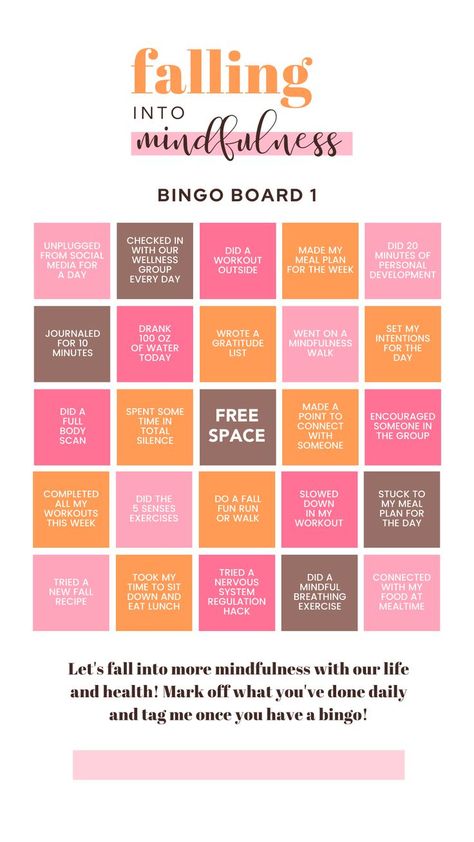 Can you get Bingo? This month we are Falling into Mindfulness. Here are some things to help you be more mindful. Let me know when you get Bingo! Follow this board for more welllness tools! Mindfulness Bingo, Be More Mindful, Workout Meal Plan, Wellness Community, Bingo Board, Drinking Set, Wellness Fitness, Get To Know Me, Getting To Know You