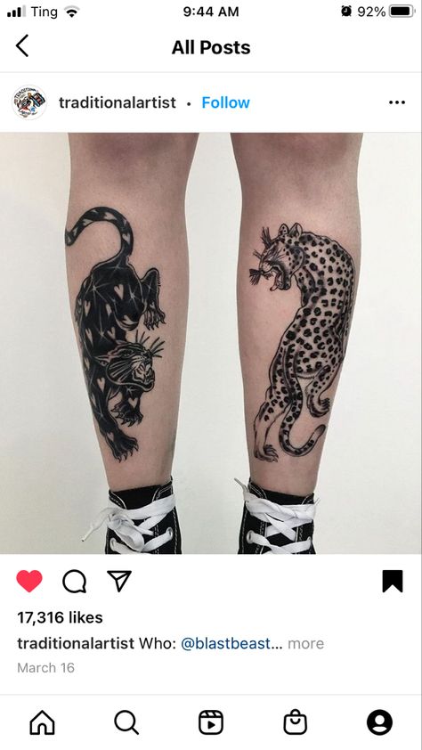 Mandala Rose Tattoo, Jaguar Tattoo, Shin Tattoo, Leopard Tattoos, Tattoo Line, Panther Tattoo, Tattoo Magazine, 4 Tattoo, Leg Sleeve Tattoo