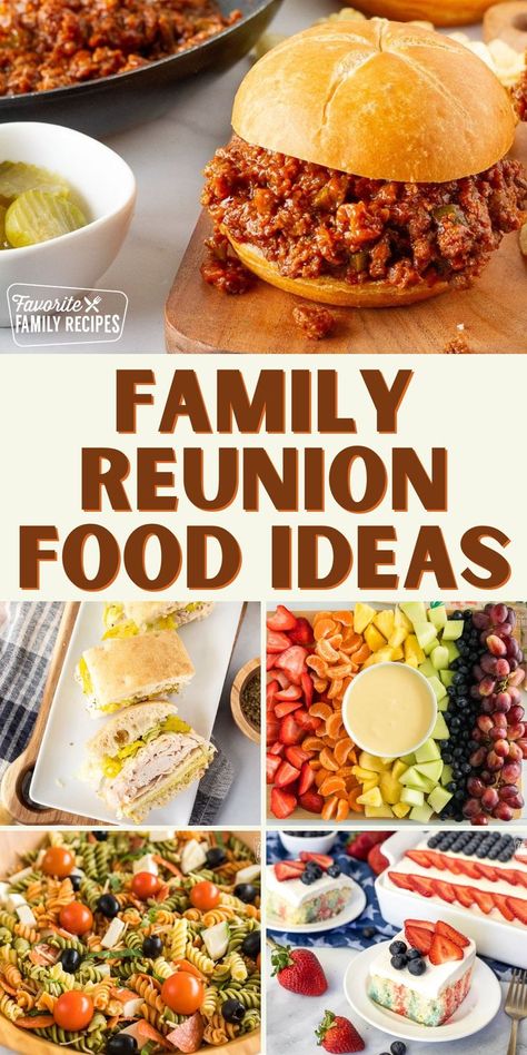 I have created a list of our favorite family reunion food ideas with some handy tips included. The key to a successful family reunion is all in the planning. Whether you have a family of 10 or a family of 100, you should be able to find at least a meal or two that will work for you! Family Reunion Meals Cooking For A Crowd, Family Reunion Foods Feeding A Crowd, Food For Reunion, Food Ideas For Family Reunion, Sides For Family Reunion, Summer Family Reunion Ideas, Family Reunion Menu Ideas, Outdoor Family Reunion Food Ideas, Family Reunion Lunch Ideas