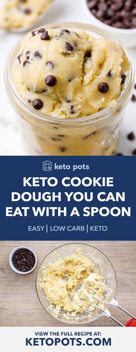 Homemade Keto Cookie Dough You Can Eat with a Spoon - Keto Pots Keto Cookie Dough, Medicine Tips, Keto Chocolate Chip Cookies, Keto Diet Breakfast, Keto Chocolate Chips, Diet Breakfast Recipes, Keto Dessert Easy, Low Carb Sweets, Keto Diet Food List