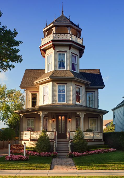 House With A Tower, Point Pleasant Beach, Victorian Style Homes, French Drain, Casas Coloniales, Victorian Mansions, This Old House, Victorian Architecture, Unique Houses