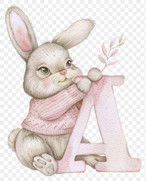 Z Drawing, Bunny Door Decoration, Rabbit Watercolor, Cartoon Alphabet, Watercolor Rabbit, Easter Watercolor, Draw Watercolor, Alphabet Drawing, Kids Toy Boxes