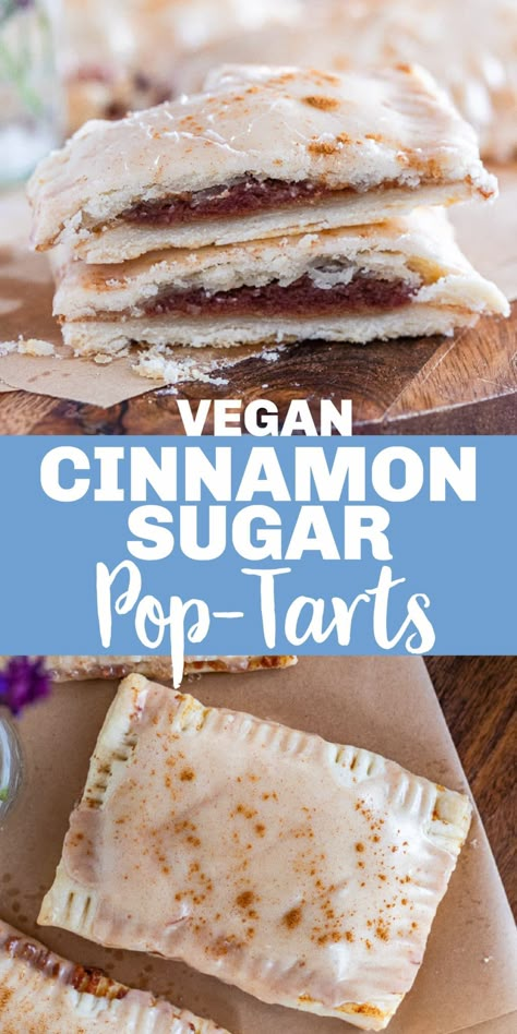 Homemade Cinnamon Sugar Pop-Tarts (Naturally Sweetened) - She Likes Food Vegan Pop Tarts, Dorm Snacks, Poptart Recipe, Vegan Pie Crust, Vegan Pie, Pop Tart, Desserts Vegan, Tofu Scramble, Vegan Treats