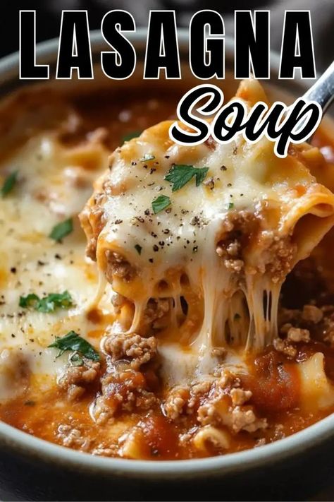 Easy Lasagna Soup Recipe - Delicious Recipes - Easy Cooking Ideas and Tasty Dishes Dinner For Cold Weather, Creamy Lasagna Soup, Cold Weather Dinner Ideas, Recipes With Lasagna Noodles, Leftover Lasagna, Bread Bowl Soup, Lasagne Soup, Easy Cooking Ideas, Easy Lasagna Soup