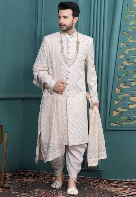 Explore Top 20 Men's Wedding Attire Indian Styles for 2024 - Luxurious & Traditional Outfits Marriage Dress For Men, Engagement Dress For Groom, Wedding Matching Outfits, Indian Groom Dress, Indian Wedding Clothes For Men, Groom Sherwani, Sherwani For Men Wedding, Wedding Kurta For Men, Groom Dress Men