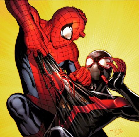 Spider man Vs Ultimate Spiderman Earth 1610, Spiderman Classic, Sara Pichelli, Dc Wallpaper, Art Spiderman, Spider Men, Ultimate Spider Man, Miles Morales Spiderman, Dc Icons