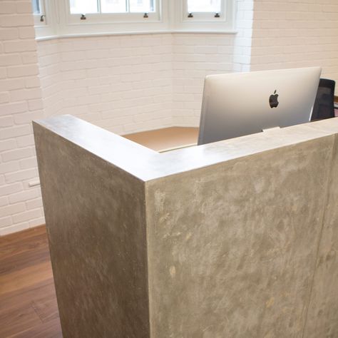 reception counters concrete - Google Search Concrete Reception, Reception Desks, Reception Counter, Reception Desk, Make Design, Next Door, Your Design, Front Desk, Custom Made