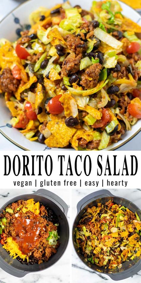 Plant Based Taco Salad, Vegan Dorito Taco Salad, Doritos Taco Salad Recipe, Vegetarian Taco Salad, Dorito Taco Salad, Asda Recipes, Dorito Taco, Vegan Taco Salad, Vegan Ground Beef