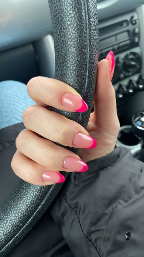 Fushia French Tips, Pink French Nails, Rose Fushia, Pink French, French Rose, Summer Rose, Nail Ring, Pink Vibes, Nails Inspo