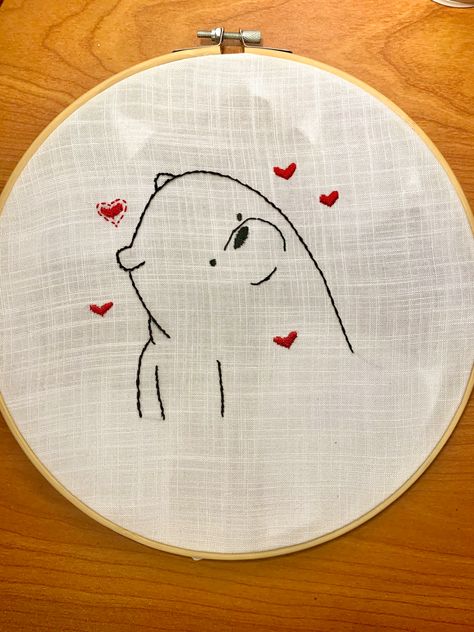 Bear Embroidery Simple, Animal Embroidery Simple, Simple Embroidery Designs Drawings, Embriodary Design Ideas, Simple Embroidery Ideas, Cute Embroidery Patterns, Brown Tea, Embroidery Hoop Art Diy, Basic Hand Embroidery Stitches